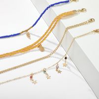 New Jewelry Popular Wisp Empty Leaf Anklet Braided Wire Rope Star Pineapple Anklet 4-piece Set Wholesale Nihaojewelry main image 3