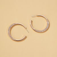 New Earrings Temperament Zircon C Earrings Cold Wind Minimalist Round Opening Earringswholesale Nihaojewelry main image 4