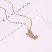Explosion Necklace Temperament Full Diamond Butterfly Necklace Clavicle Chain Cute Insect Golden Butterfly Necklace Wholesale Nihaojewelry main image 4