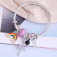 Fashion Metal Wild Pan Dl Simple Wild Rainbow Flash Diamond Tree Pendant Multi-element Accessories Personalized Bracelet Wholesale Nihaojewelry sku image 1