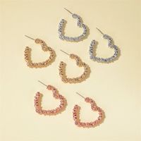 New Earrings Simple Metal Frosted Heart-shaped Earrings Ladies Temperament Carved Opening Love Earrings Wholesale Nihaojewelry main image 3