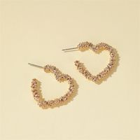 New Earrings Simple Metal Frosted Heart-shaped Earrings Ladies Temperament Carved Opening Love Earrings Wholesale Nihaojewelry main image 4