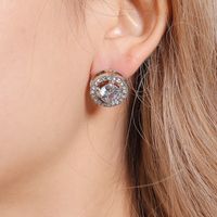 New Jewelry Fashion Temperament Necklace Earrings Two-piece Geometric Round Zircon Suit Earrings Pendant Wholesale Nihaojewelry main image 6