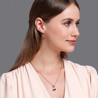 New Necklace Fashion Temperament Pomegranate Red Cherry Necklace Simple Wild Crystal Earrings Pendant Necklace Wholesale Nihaojewelry main image 6