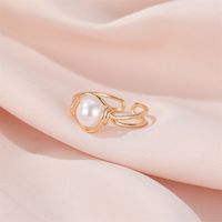 New Ring Simple Pearl Ring Finger Ring Personality Knotted By Mouth Ring Ladies Index Finger Ring Wholesale Nihaojewelry main image 4