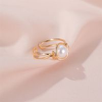 New Ring Simple Pearl Ring Finger Ring Personality Knotted By Mouth Ring Ladies Index Finger Ring Wholesale Nihaojewelry main image 5