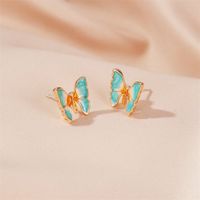 New Style Earrings Fashion Oil Painting Texture Butterfly Earrings Retro Style Gradient Butterfly Wings Earrings Wholesale Nihaojewelry main image 3