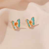 New Style Earrings Fashion Oil Painting Texture Butterfly Earrings Retro Style Gradient Butterfly Wings Earrings Wholesale Nihaojewelry main image 4