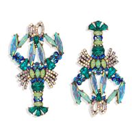 Fashion Exaggerated Personality Color Diamond Crayfish Earrings Niche Design Fashion Cute Fashion Earrings Wholesale Nihaojewelry sku image 1