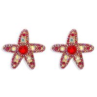Personalized Fashion Starfish Color Diamond Wild Earrings Super Flash Five-pointed Star Shape Cute Japanese And Korean Temperament Earrings Wholesale sku image 1