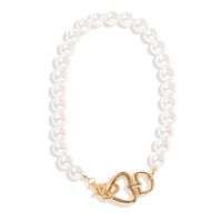 Heart Pearl Suit Fashion Fashion Red Street Shot Double Heart Pearl Bracelet Necklace Wholesale Nihaojewelry sku image 2