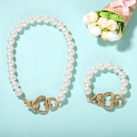 Heart Pearl Suit Fashion Fashion Red Street Shot Double Heart Pearl Bracelet Necklace Wholesale Nihaojewelry sku image 3