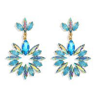 Hot Sale Flower Color Diamond Earrings Fresh Design Street Shooting Fashion Luxury Earrings Wholesale Nihaojewelry sku image 1