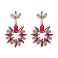 Hot Sale Flower Color Diamond Earrings Fresh Design Street Shooting Fashion Luxury Earrings Wholesale Nihaojewelry sku image 2