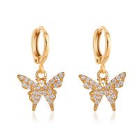 New Style Earrings Temperament Diamond Small Butterfly Earrings Ear Buckle Female Wild Gold Butterfly Earrings Wholesale Nihaojewelry sku image 1