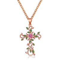New Necklace Temperament Diamond Clavicle Chain Christian Flower Cross Necklace Clavicle Chain Wholesale Nihaojewelry sku image 1