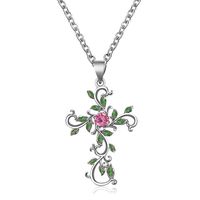 New Necklace Temperament Diamond Clavicle Chain Christian Flower Cross Necklace Clavicle Chain Wholesale Nihaojewelry sku image 2