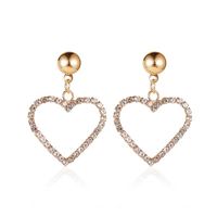 New Style Love Earrings Sweet Heart-shaped Hollow Earrings Girl Heart Diamond Peach Heart Earrings Wholesale Nihaojewelry sku image 2