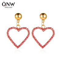 New Style Love Earrings Sweet Heart-shaped Hollow Earrings Girl Heart Diamond Peach Heart Earrings Wholesale Nihaojewelry sku image 1