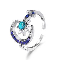 New Ring Personality Fashion Star Moon Opening Index Finger Ring Bright Blue Star Ring Wholesale Nihaojewelry sku image 1