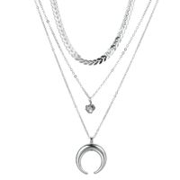 Personality Fashion Accessories Horns Moon Fish Bone Diamond Necklace Boho Multi-layer Necklace Wholesale Nihaojewelry sku image 1