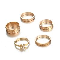 Fashion Jewelry Simple Creative Personality Temperament Flower Leaf Letter M Ring 5 Piece Set Wholesale Nihaojewelry sku image 1