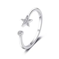 New Ring Simple Five-pointed Star Ring Personality Wild Diamond-set Star Opening Student Ring Wholesale Nihaojewelry sku image 2