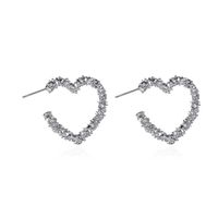 New Earrings Simple Metal Frosted Heart-shaped Earrings Ladies Temperament Carved Opening Love Earrings Wholesale Nihaojewelry sku image 1