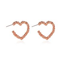 New Earrings Simple Metal Frosted Heart-shaped Earrings Ladies Temperament Carved Opening Love Earrings Wholesale Nihaojewelry sku image 2
