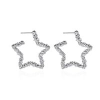 New Earrings Opening Five-pointed Star Earrings Female Metal Carved Stars Hollow Earrings Wholesale Nihaojewelry sku image 2