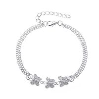 New Anklet Personality Metal Texture Three Butterfly Anklet Cold Wind Simple Double-layer Footwear Wholesale Nihaojewelry sku image 2