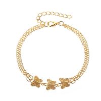 New Anklet Personality Metal Texture Three Butterfly Anklet Cold Wind Simple Double-layer Footwear Wholesale Nihaojewelry sku image 1