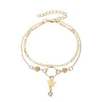 New Pendant Hollow Butterfly Anklet Ladies Summer Beach Double-layer Bracelet Anklet Wholesale Nihaojewelry sku image 1