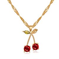 New Necklace Fashion Temperament Pomegranate Red Cherry Necklace Simple Wild Crystal Earrings Pendant Necklace Wholesale Nihaojewelry sku image 1