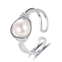 New Ring Simple Pearl Ring Finger Ring Personality Knotted By Mouth Ring Ladies Index Finger Ring Wholesale Nihaojewelry sku image 2