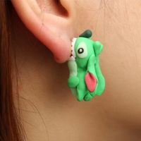 Cute Cartoon Animal Soft Ceramic Earrings Bite Ear Dog Earrings Pet Series Earrings Wholesale Nihaojewelry main image 6