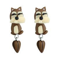 Jewelry Soft Clay Cartoon Squirrel Animal Split Earrings Wholesale Nihaojewelry sku image 1