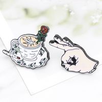 Fashion Brooch New Rose Coffee Cup Ok Gesture Punk Fun Brooch Jewelry Wholesale Nihaojewelry main image 6