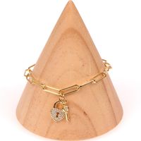 New Hip-hop Style Couple Lock Heart-shaped Key Thick Chain Bracelet Wholesale Nihaojewelry main image 3