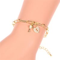 New Hip-hop Style Couple Lock Heart-shaped Key Thick Chain Bracelet Wholesale Nihaojewelry main image 4