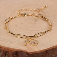 New Hip-hop Style Couple Lock Heart-shaped Key Thick Chain Bracelet Wholesale Nihaojewelry main image 5