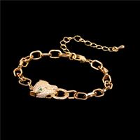 New Copper Gold-plated Micro-set Diamond Leopard Head Thick Chain Bracelet Fashion Personality Jewelry Wholesale Nihaojewelry main image 5