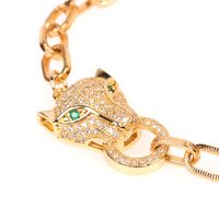 Nouveau Cuivre Plaqué Or Micro-ensemble Diamant Tête De Léopard Épaisse Chaîne Bracelet Mode Personnalité Bijoux En Gros Nihaojewelry main image 6
