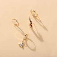 Hot Sale Color Zircon Triangle Earrings Set 4 Sets Of Creative Retro Alloy Earrings Wholesale Nihaojewelry main image 3
