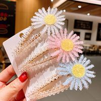 Korean Fashion Spring And Summer Small Daisy Hairpin Crystal Bb Clip Flower Rhinestone Edge Clip Mori Headdress main image 5