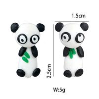Cute Cartoon Animal Three-dimensional Soft Ceramic Earrings Cute Panda Earrings Bears Eating Bamboo Leaves Split Earrings Wholesale Nihaojewelry main image 4