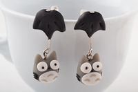 Creative Handmade Soft Ceramic Earrings Earrings Soft Ceramic Cartoon Umbrella Umbrella Totoro Earrings Wholesale Nihaojewelry main image 4