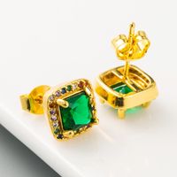 Retro Personality Luxury Emerald Earrings Ladies Brass 18k Gold Plated Micro-set Zircon Earrings Wholesale Nihaojewelry main image 5