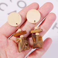 Korean Thin Face Geometric Wood Acrylic Earrings Resin Earrings Jewelry Wholesale Nihaojewelry main image 3