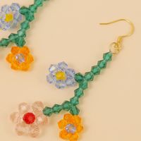 Korean Cute Hand-woven Crystal Flower Earrings Long Temperament Earring Jewelry Wholesale Nihaojewelry main image 5